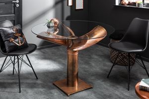 Maritieme eettafel OCEAN 105cm gevlamd koperen glazen tafel met scheepsschroef - 39922