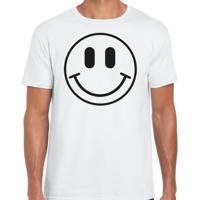 Verkleed T-shirt voor heren - smiley - wit - carnaval - foute party - feestkleding - thumbnail