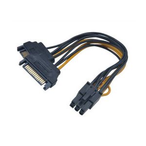 Akasa Stroom Adapter [2x SATA-stroomstekker - 1x PCIe-stekker 6-polig] 0.15 m Zwart, Geel