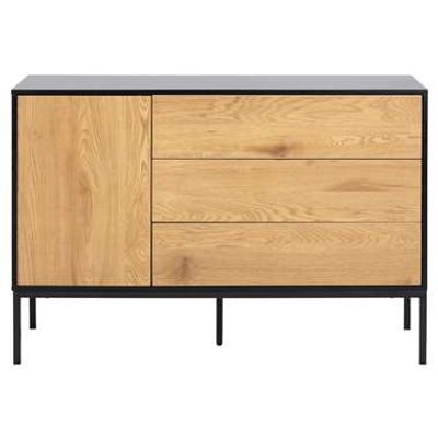 Dressoir Avola - zwart/eiken - 82x120x40 cm - Leen Bakker