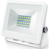 LED Bouwlamp 20W - Schijnwerper 6400K - IP65 Waterdicht - Mat Wit Aluminium