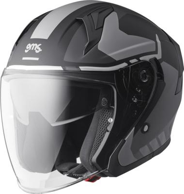 GMS Vectus Graphic, Jethelm of scooter helm, Mat zwart Grijs