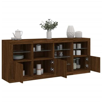 Dressoir met LED-verlichting 164x37x67 cm bruin eikenkleur