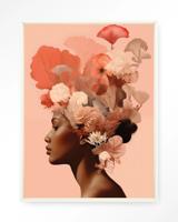 Urban Cotton Wandkleed 'Flower Crown' 80 x 110cm in Floating Frame - off white