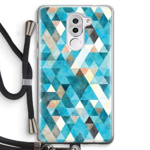 Gekleurde driehoekjes blauw: Honor 6X Transparant Hoesje met koord