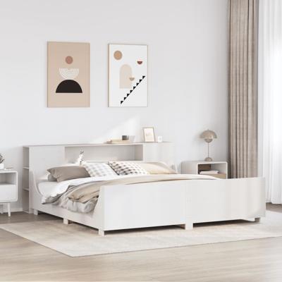Bedframe zonder matras massief grenenhout wit 180x200 cm