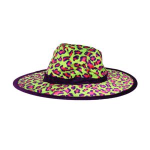 Carnaval verkleed hoed pooier/pimp - panterprint - neon - volwassenen