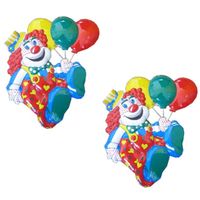 2x stuks carnaval decoratie schild clown ballonnen 50 x 45 cm