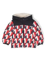 Moncler Enfant Eddie monogram-pattern padded coat - Bleu - thumbnail