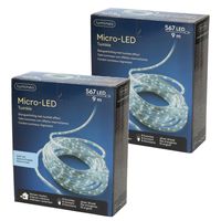 Set van 2x stuks lichtslang/slangverlichting helder wit 9 meter met twinkel effect 567 lampjes