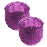 2x stuks citronella kaars 7,5 cm paars