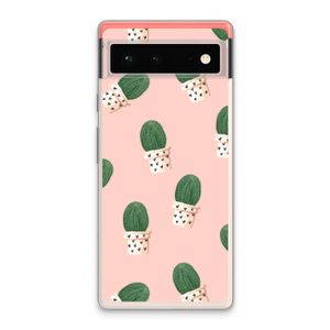 Cactusprint roze: Google Pixel 6 Transparant Hoesje