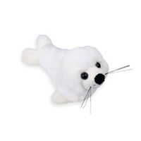 Pluche zeehond pup knuffel - liggend - wit - polyester - 18 cm