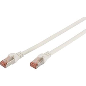 Digitus DK-1644-005/WH RJ45 Netwerkkabel, patchkabel CAT 6 S/FTP 0.50 m Wit Vlambestendig, Folie afscherming, Afscherming gevlochten, Afgeschermd,