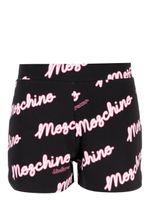 Moschino short de sport en coton à patch logo - Noir - thumbnail