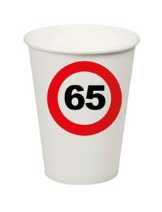 Bekers Verkeersbord 65 Jaar - 8 Stuks