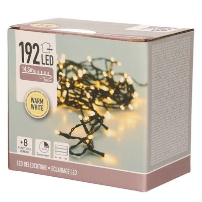 Kerstverlichting - op batterij - warm - wit - 192 lampjes - 15 meter Kerstverlichting - op batterij - warm - wit - 192 lampjes - 15 meter