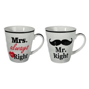 Mr Right en Mrs Always Right beker set voor hem en haar