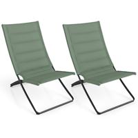 Opvouwbare Strandstoelen Set van 2 Opvouwbare Campingstoelen met Beklede Rugleuningen en Zittingen-Groen
