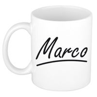 Naam cadeau mok / beker Marco met sierlijke letters 300 ml   -