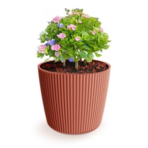 Plantenpot/bloempot Buckingham - buiten/binnen - kunststof - steenrood - D39 x H34 cm