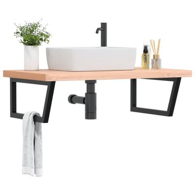 Badkamer wandschap staal en massief beukenhout