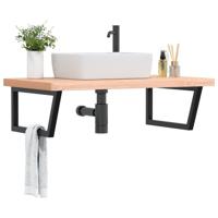 Badkamer wandschap staal en massief beukenhout