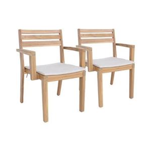 sweeek - Set van 2 acaciahouten tuin fauteuils met kussen