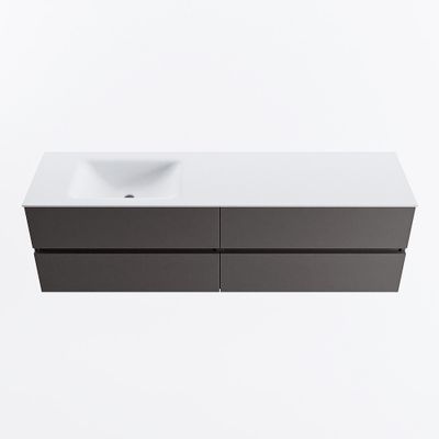 MONDIAZ VICA 170cm badmeubel onderkast Dark Grey 4 lades. Wastafel CLOUD links zonder kraangat, kleur Talc.