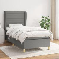 Boxspring met matras stof donkergrijs 100x200 cm