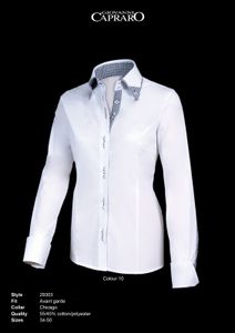 Giovanni Capraro 29303-10 Dames Blouse - Wit [Zwart accent]