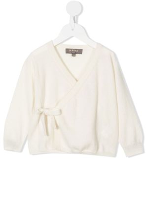 N.PEAL KIDS cardigan en cachemire à design cache-cœur - Blanc