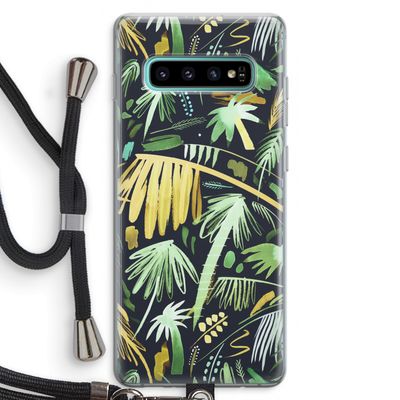 Tropical Palms Dark: Samsung Galaxy S10 Plus Transparant Hoesje met koord
