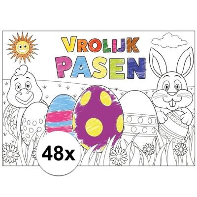 Pasen kleurplaat placemats - 48x - papier - paasontbijt / paasbrunch - kinderen