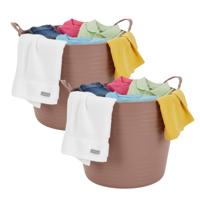 Excellent houseware flexibele wasmand - 2x - oudroze - 27 liter - kunststof - 42 x 40 x 35 cm