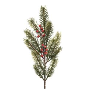 Decoris kersttak - groen met bes - 52 cm - voor kerststukjes - Decoratieve tak kerst