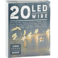Draadverlichting lichtsnoer met 20 sterren lampjes warm wit op batterij 220 cm   - - thumbnail