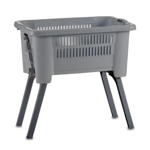 Wasmand op poten - grijs - kunststof - 25 liter - 60 x 40 x 30 cm