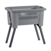Wasmand op poten - grijs - kunststof - 25 liter - 60 x 40 x 30 cm
