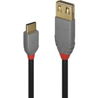 Lindy 36897 0.15m USB A USB C Mannelijk Mannelijk Zwart, Grijs USB-kabel