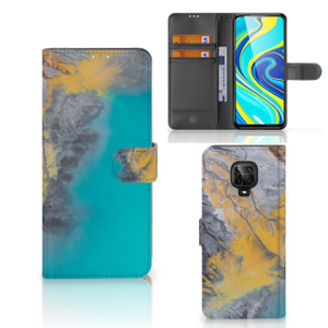 Xiaomi Redmi Note 9 Pro | Note 9S Bookcase Marble Blue Gold