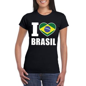 Zwart I love Brazilie fan shirt dames