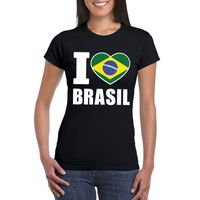 Zwart I love Brazilie fan shirt dames - thumbnail