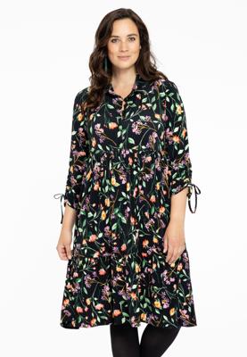 Yoek Jurk met ruches FLEUR | Zwart | Maat 58/60