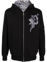 Philipp Plein hoodie zippé à logo appliqué - Noir - thumbnail