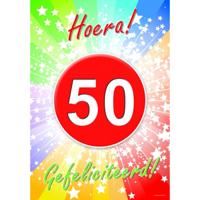 Verjaardag deurposter - 50 jaar - abraham/sarah - 59 x 42 cm - leeftijd feestartikelen