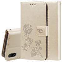 Rose reliëf horizontale Flip PU lederen draagtas met houder & kaartsleuven & portemonnee voor Xiaomi Redmi 7A (goud)
