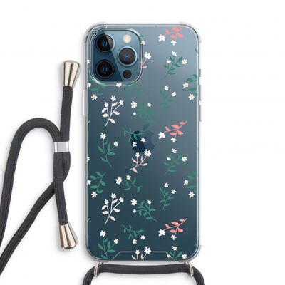 Small white flowers: iPhone 12 Pro Transparant Hoesje met koord