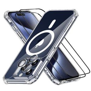 iPhone 15 Pro Max Air Armor Clear Case Set (HaloLock) - Clear