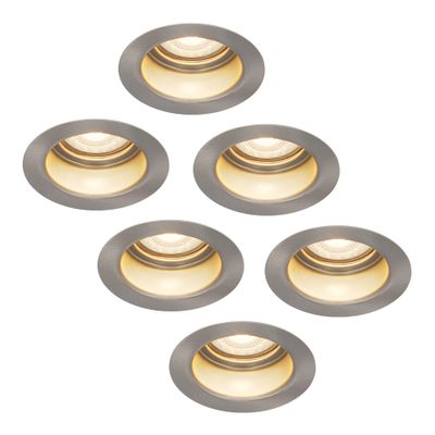 HOFTRONIC™ 6x Mari LED inbouwspot verzonken - 5 Watt - Warm wit 2700K - Verwisselbare GU10 - Dimbaar - voor binnen en buiten - RVS